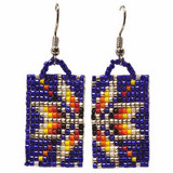 Native American hand Made Beaded Earrings: Midnight Purple Half Stars