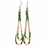 Native American Hand Made Earrings: Quilled and Green Combo